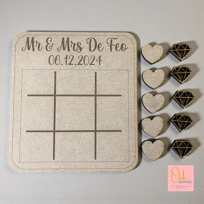 Wooden Wedding Tic Tac Toe Game – Laser Cut Wedding Favours