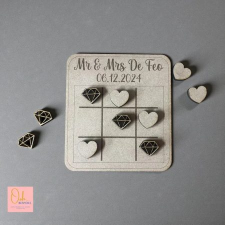 Wooden Wedding Tic Tac Toe Game – Laser Cut Wedding Favours