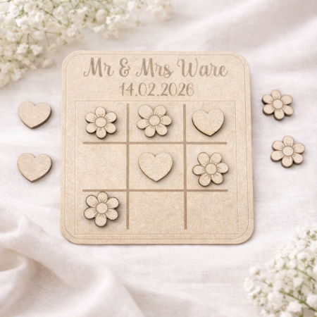 Wooden Wedding Tic Tac Toe Game – Laser Cut Wedding Favours