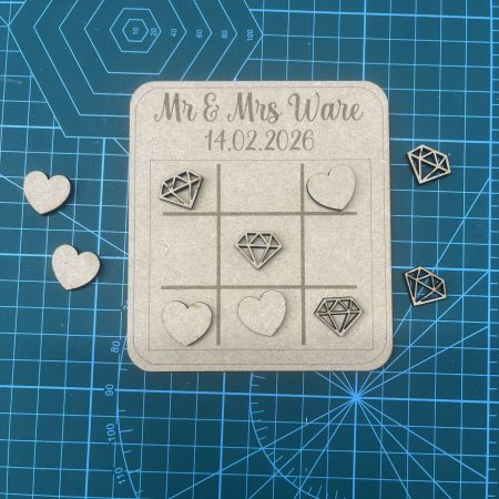 Wooden Wedding Tic Tac Toe Game – Laser Cut Wedding Favours