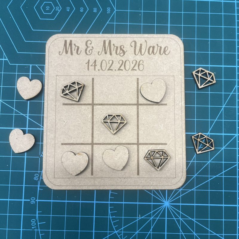 Wooden Wedding Tic Tac Toe Game – Laser Cut Wedding Favours