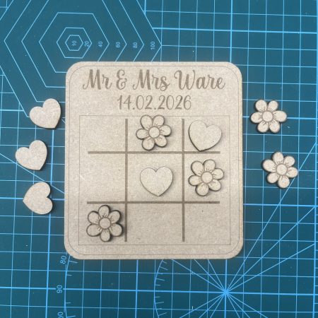 Wooden Wedding Tic Tac Toe Game – Laser Cut Wedding Favours