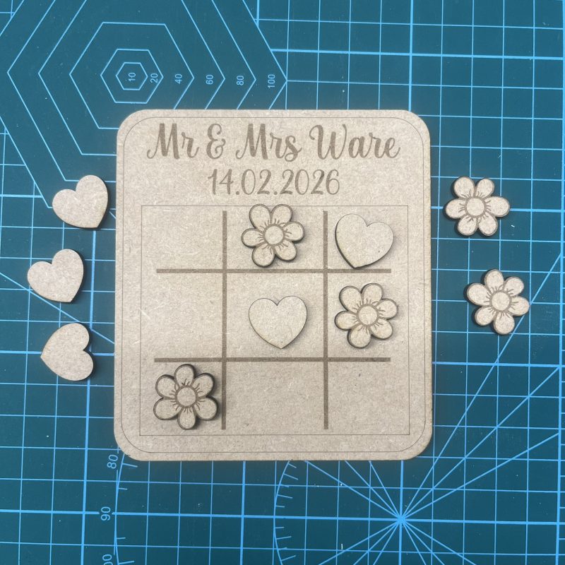 Wooden Wedding Tic Tac Toe Game – Laser Cut Wedding Favours