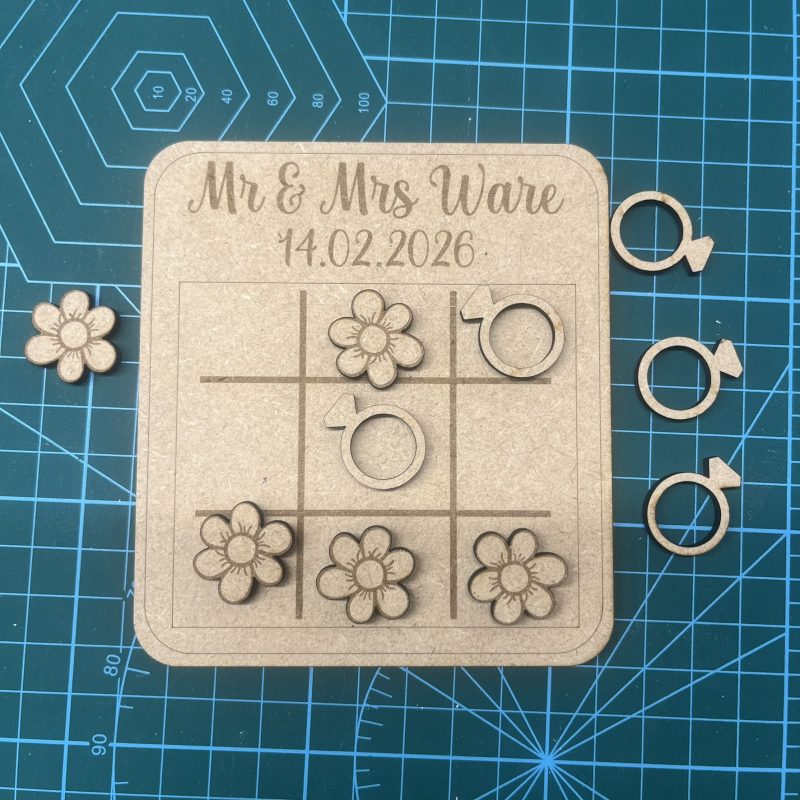 Wooden Wedding Tic Tac Toe Game – Laser Cut Wedding Favours