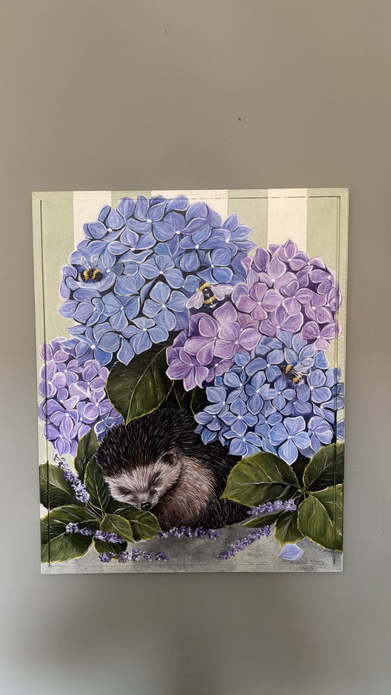 ‘Where Hedgehogs Lie’ acrylic framed painting