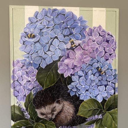 ‘Where Hedgehogs Lie’ acrylic framed painting