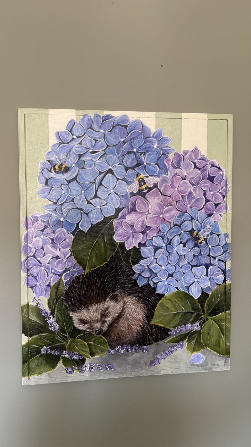 ‘Where Hedgehogs Lie’ acrylic framed painting