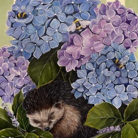 ‘Where Hedgehogs Lie’ acrylic framed painting