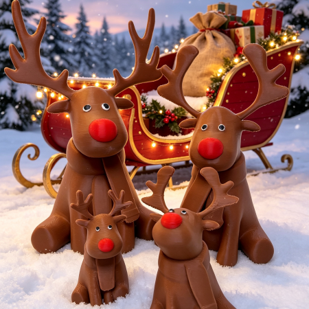 🦌 Festive Reindeer Family – Handcrafted 3D Printed Christmas Decor Bring warmth, charm, and festive cheer to your home this Christmas with our adorable Reindeer Family Figurine Set — lovingly designed and 3D printed right here in the UK! A perfect seasonal centrepiece, shelf accent, or gift for loved ones.