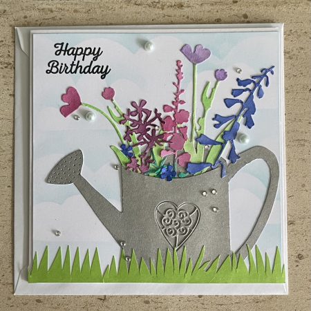 Birthday flower watering can card