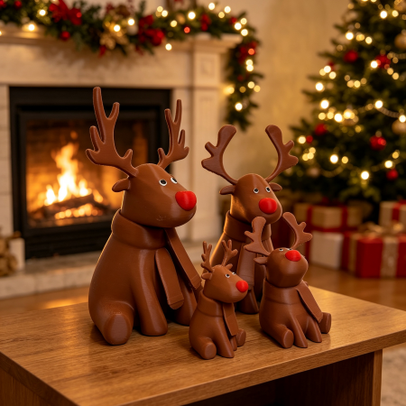 🦌 Festive Reindeer Family – Handcrafted 3D Printed Christmas Decor Bring warmth, charm, and festive cheer to your home this Christmas with our adorable Reindeer Family Figurine Set — lovingly designed and 3D printed right here in the UK! A perfect seasonal centrepiece, shelf accent, or gift for loved ones.