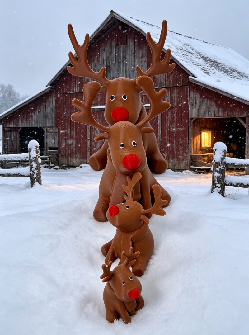 🦌 Festive Reindeer Family – Handcrafted 3D Printed Christmas Decor Bring warmth, charm, and festive cheer to your home this Christmas with our adorable Reindeer Family Figurine Set — lovingly designed and 3D printed right here in the UK! A perfect seasonal centrepiece, shelf accent, or gift for loved ones.