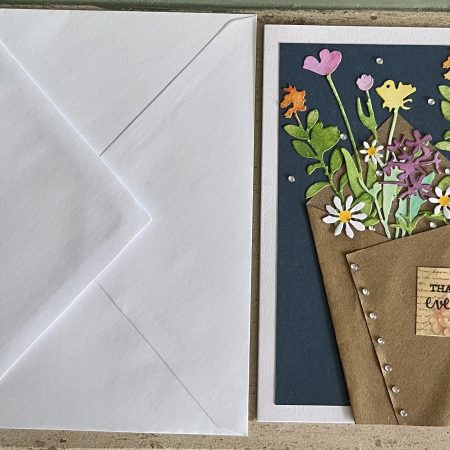 Paper bouquet thank you card