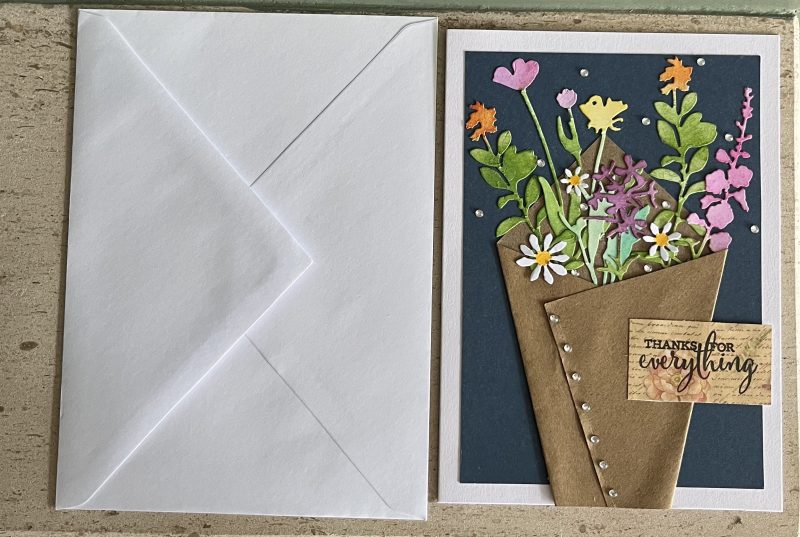Paper bouquet thank you card