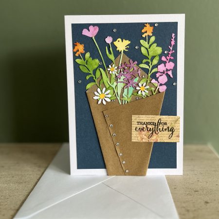 Paper bouquet thank you card