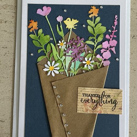 Paper bouquet thank you card
