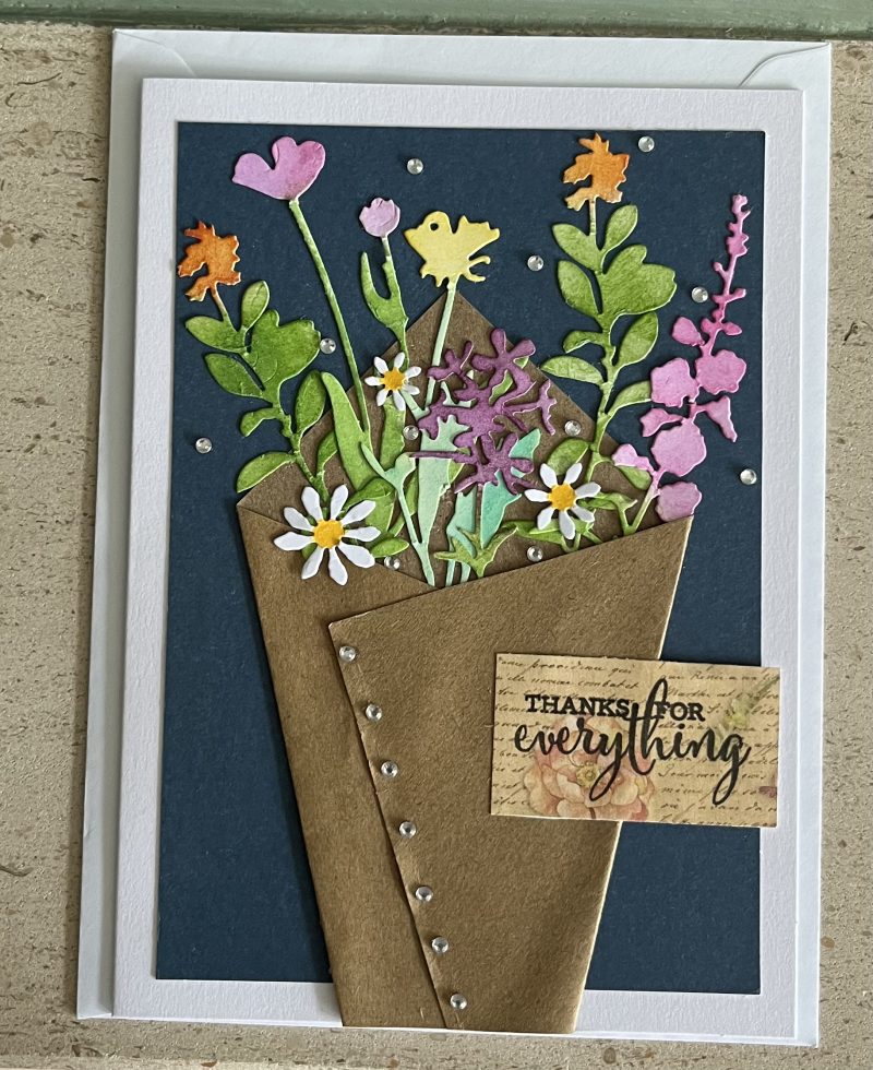 Paper bouquet thank you card