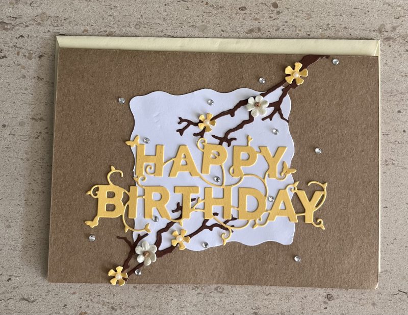 Happy birthday yellow blossom card