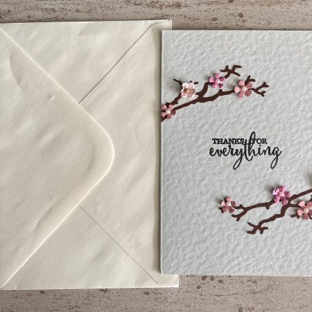 Pink blossom thank you card