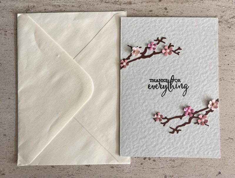 Pink blossom thank you card