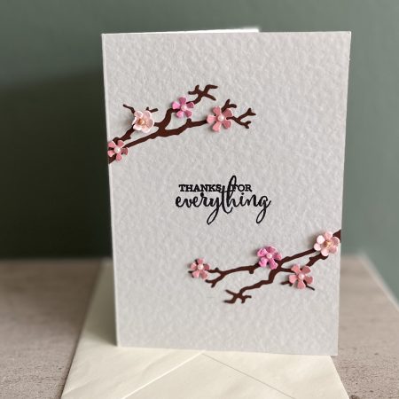 Pink blossom thank you card