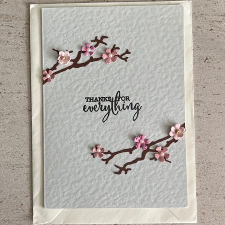 Pink blossom thank you card