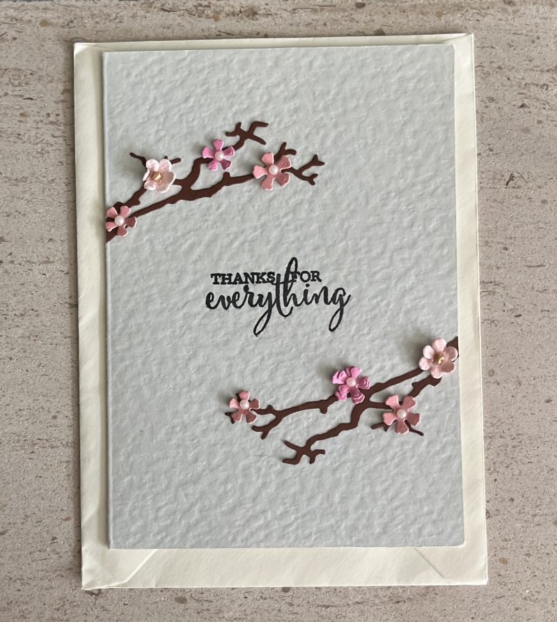 Pink blossom thank you card