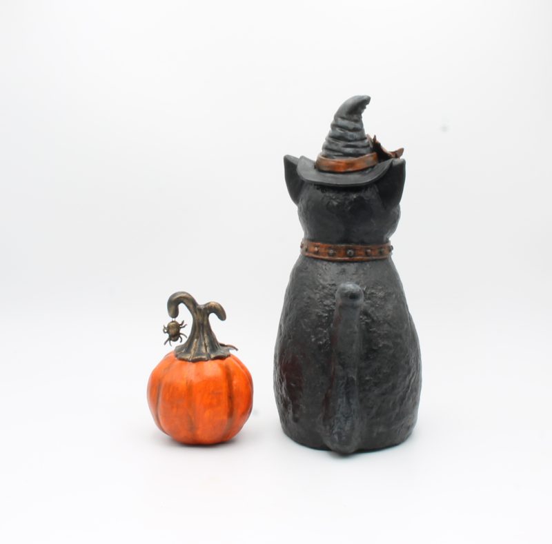 Handmade Halloween Decoration: Mr Midnight Cat with Pumpkin Set