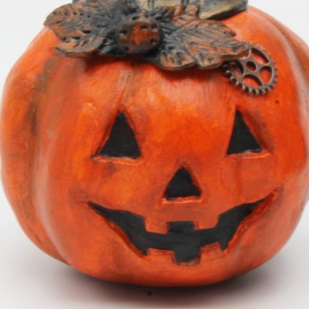 Handmade Halloween Decoration: Mr Midnight Cat with Pumpkin Set