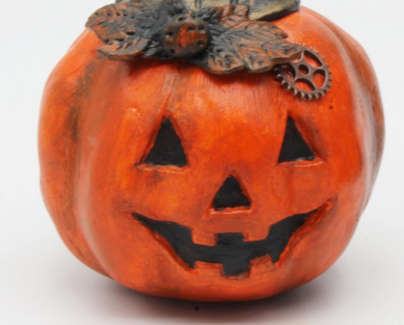 Handmade Halloween Decoration: Mr Midnight Cat with Pumpkin Set