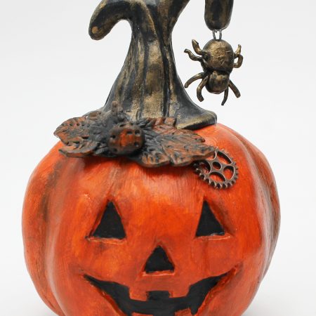 Handmade Halloween Decoration: Mr Midnight Cat with Pumpkin Set
