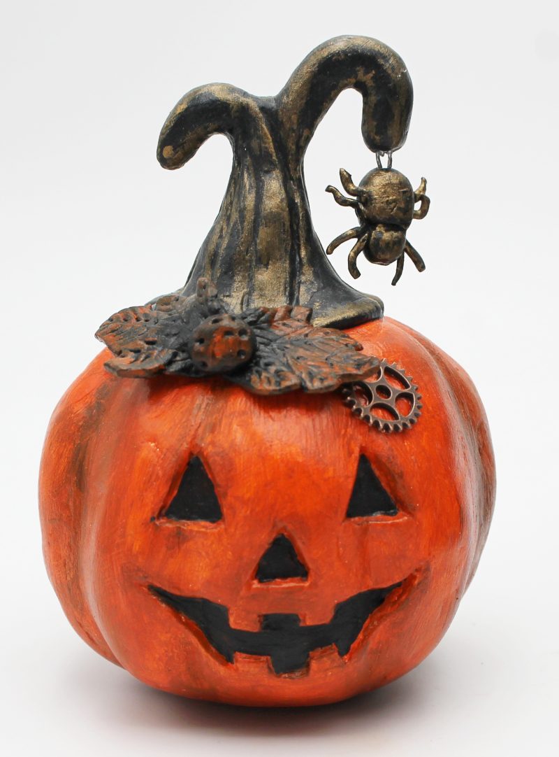 Handmade Halloween Decoration: Mr Midnight Cat with Pumpkin Set