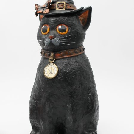 Handmade Halloween Decoration: Mr Midnight Cat with Pumpkin Set