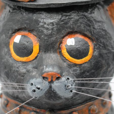 Handmade Halloween Decoration: Mr Midnight Cat with Pumpkin Set