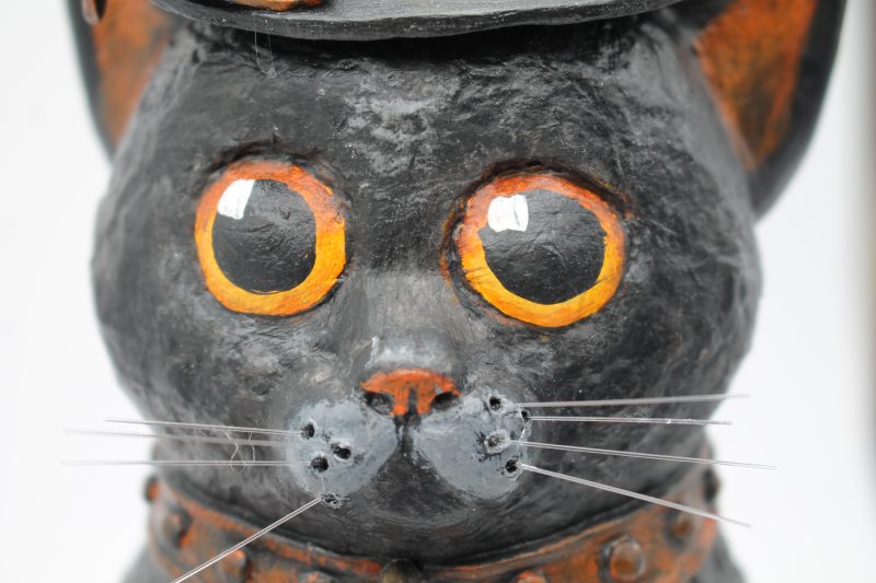 Handmade Halloween Decoration: Mr Midnight Cat with Pumpkin Set