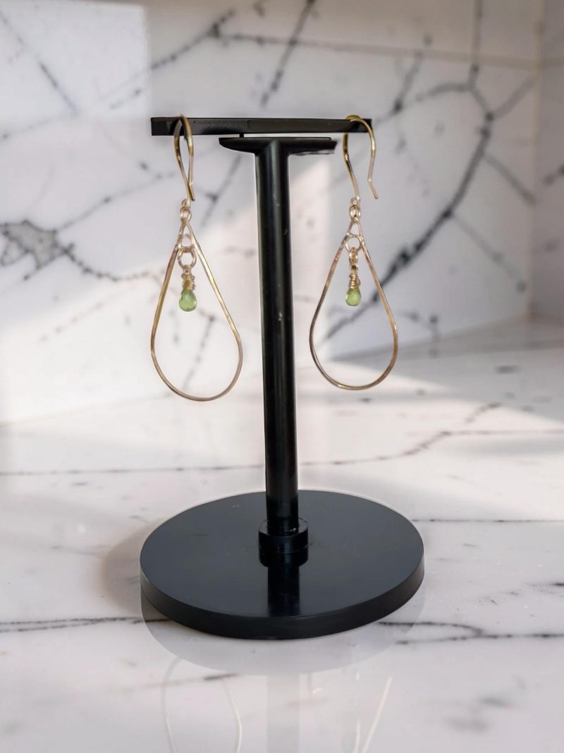 Golden Tide Peridot Teardrop Earrings