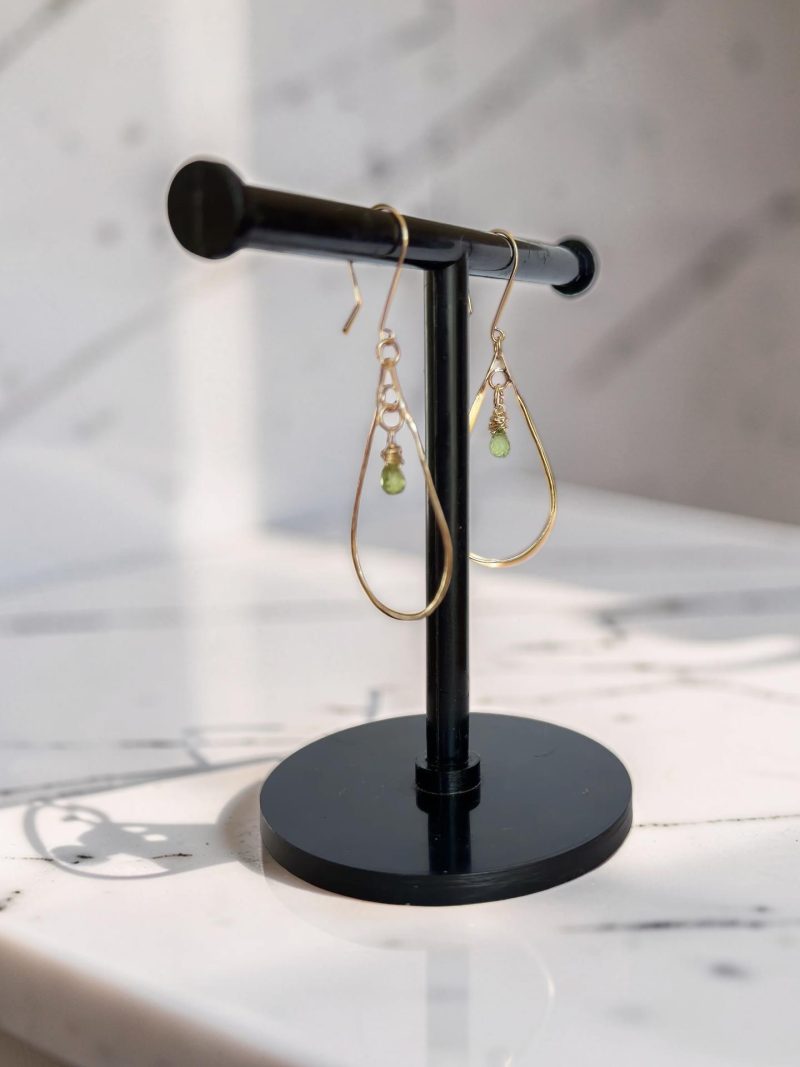 Golden Tide Peridot Teardrop Earrings