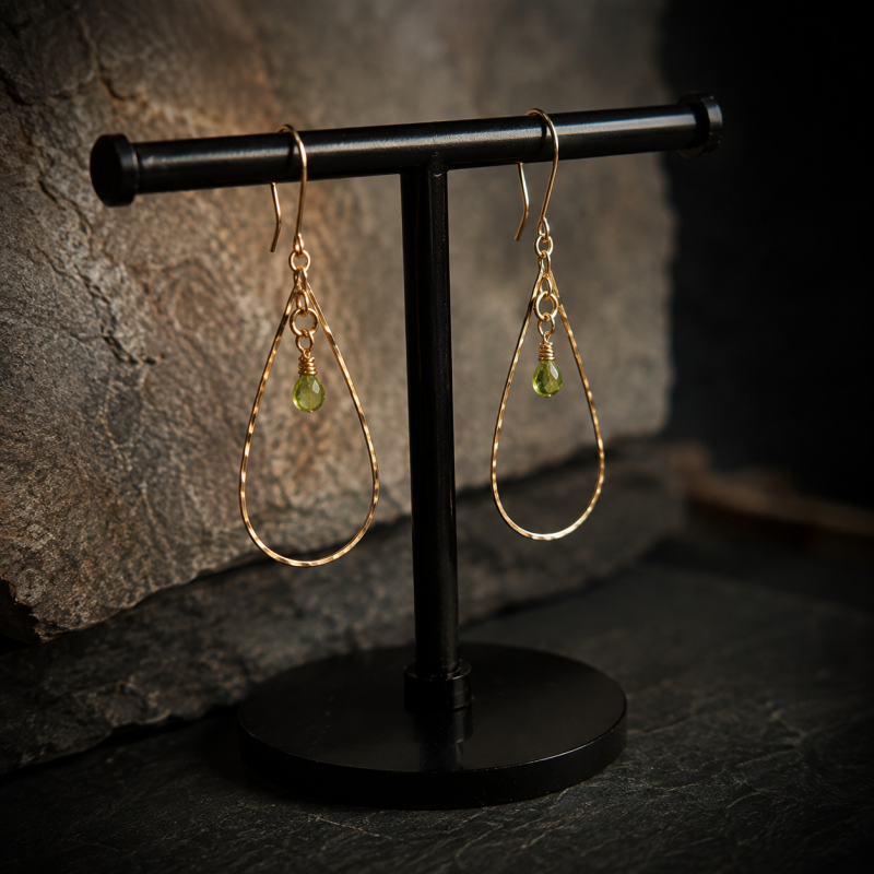 Golden Tide Peridot Teardrop Earrings