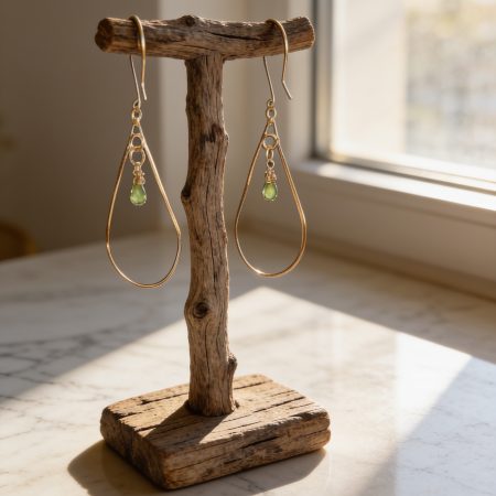 Golden Tide Peridot Teardrop Earrings