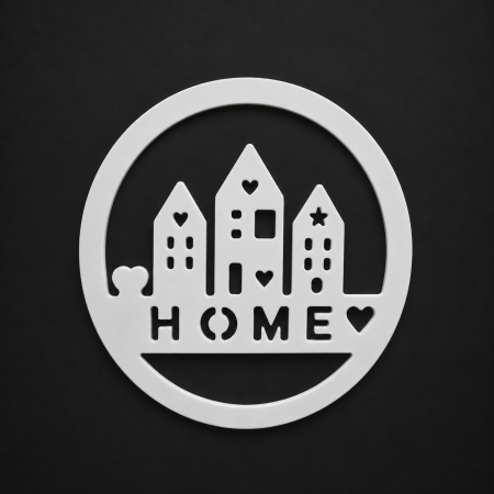 Scandi Nordic Style 'Home' Tealight Holder Decoration, Ornament. Hand Cast Eco Resin
