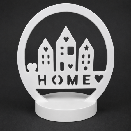 Scandi Nordic Style 'Home' Tealight Holder Decoration, Ornament. Hand Cast Eco Resin