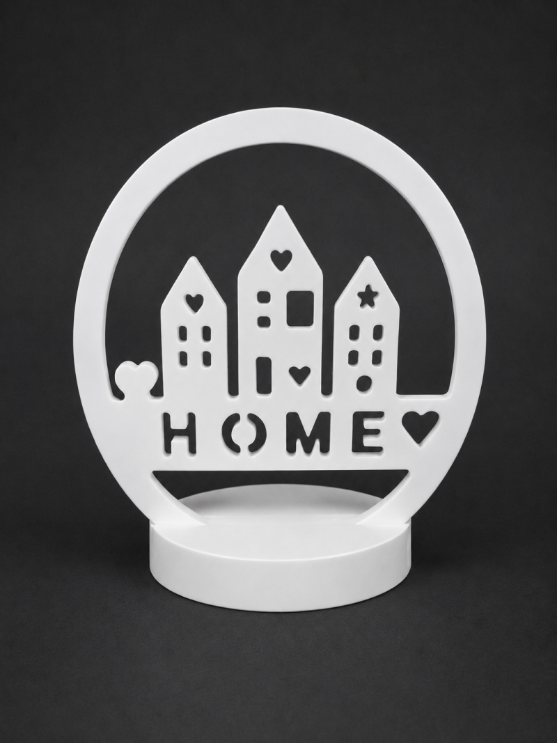 Scandi Nordic Style 'Home' Tealight Holder Decoration, Ornament. Hand Cast Eco Resin