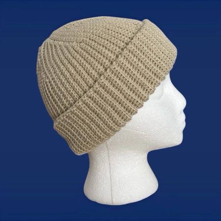 Handmade Vanilla Crochet Fisherman Beanie – Unisex Acrylic Watch Cap