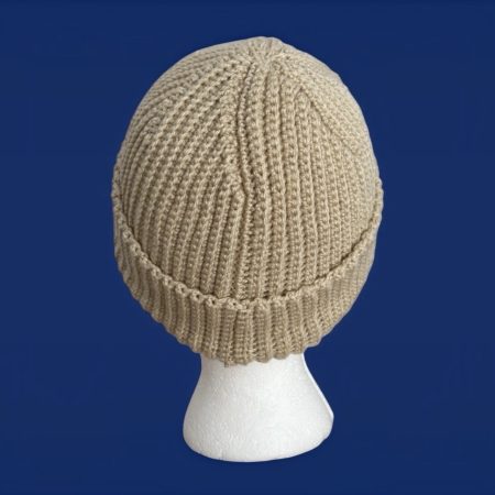 Handmade Vanilla Crochet Fisherman Beanie – Unisex Acrylic Watch Cap