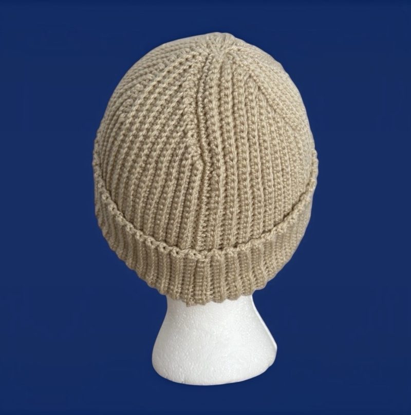 Handmade Vanilla Crochet Fisherman Beanie – Unisex Acrylic Watch Cap