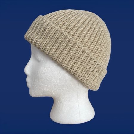Handmade Vanilla Crochet Fisherman Beanie – Unisex Acrylic Watch Cap