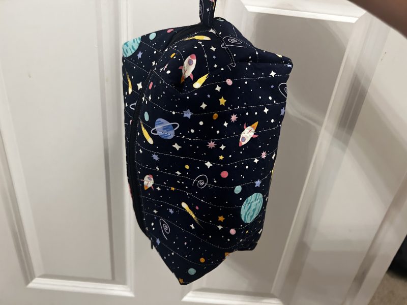 Handmade quilted space toiletry and makeup bag