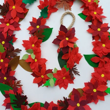 Beautiful Traditional Style Hand Made Felt Christmas Garland. Christmas Home Decor