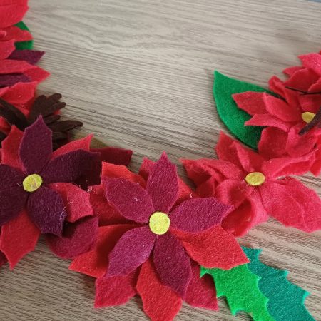 Beautiful Traditional Style Hand Made Felt Christmas Garland. Christmas Home Decor