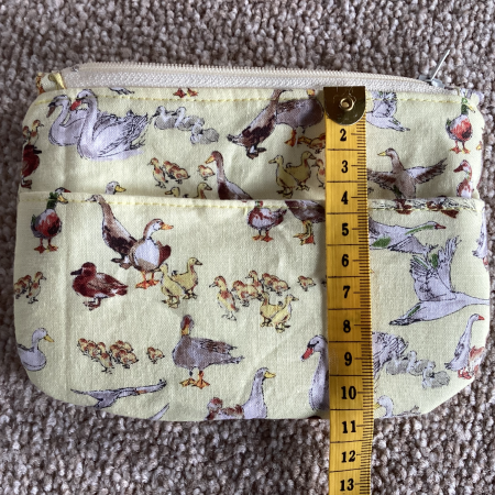Super Cute Small Lined Zipped Coin/Card Purse/ Wallet Featuring Ducks, Swans & Geese Beautiful Yellow Fabric Handmade Lined Zipped Coin/ Card Purse featuring Super Cute Ducks, Geese & Swans